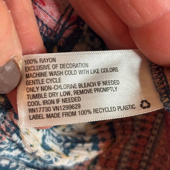 Knox Rose Floral Flowy Midi Dress Sz XL Cottagecore Empire Waist Light Teal Pink - Picture 8 of 10